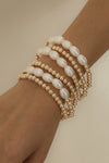 Gold Plated Pearl Beaded 6 Pcs Bracelet Set Bracelets - Tophatter Daily Deals