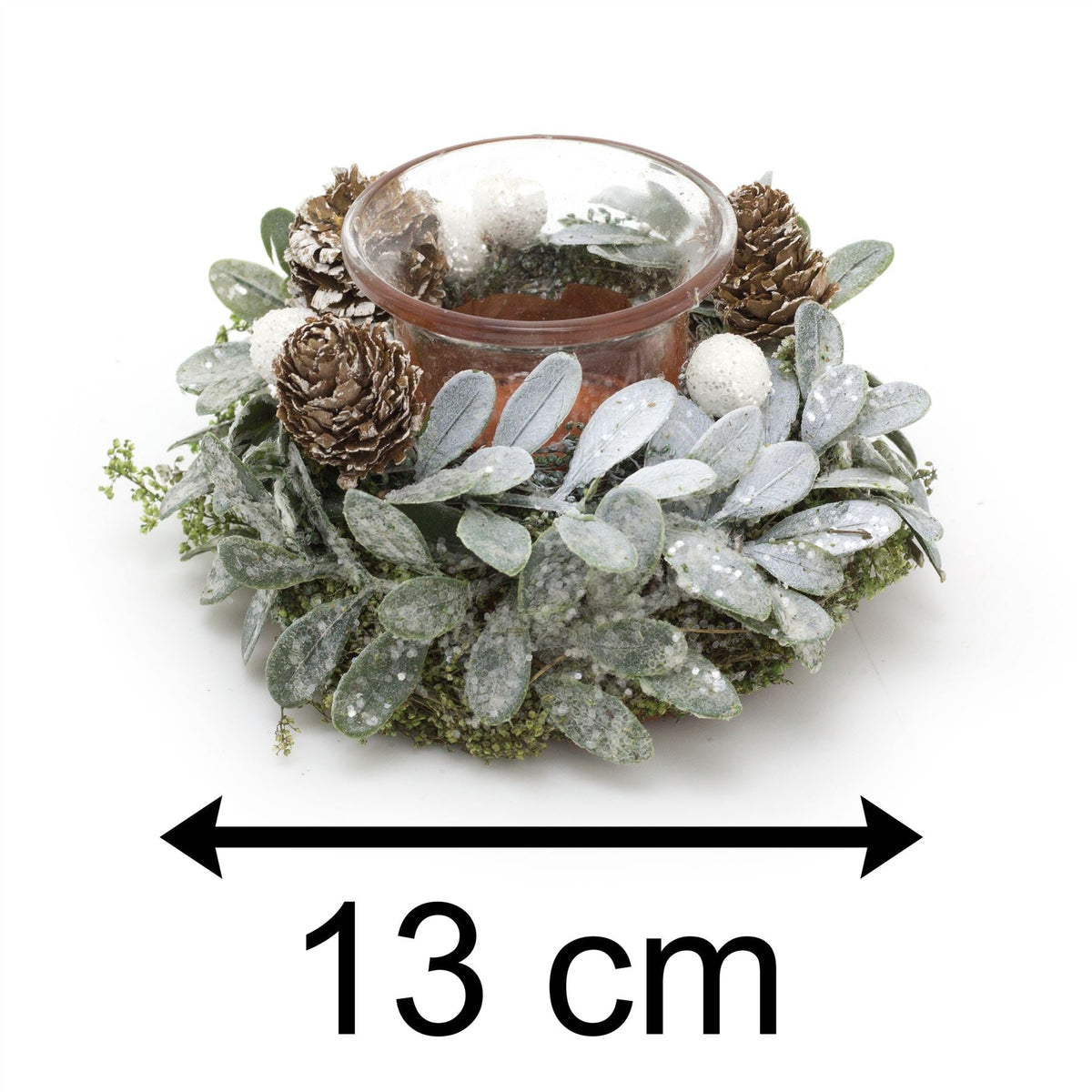 13cm Traditional Christmas Mistletoe Tealight Candle Holder | Christmas Wreath Tea Light Holder | Christmas Candle Centerpiece Candle Holder - Tophatter Daily Deals