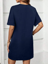 V-Neck Short Sleeve Mini Dress Casual Dresses - Tophatter Daily Deals