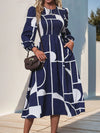 Perfee Smocked Color Block Long Sleeve Midi Dress Casual Dresses - Tophatter Daily Deals