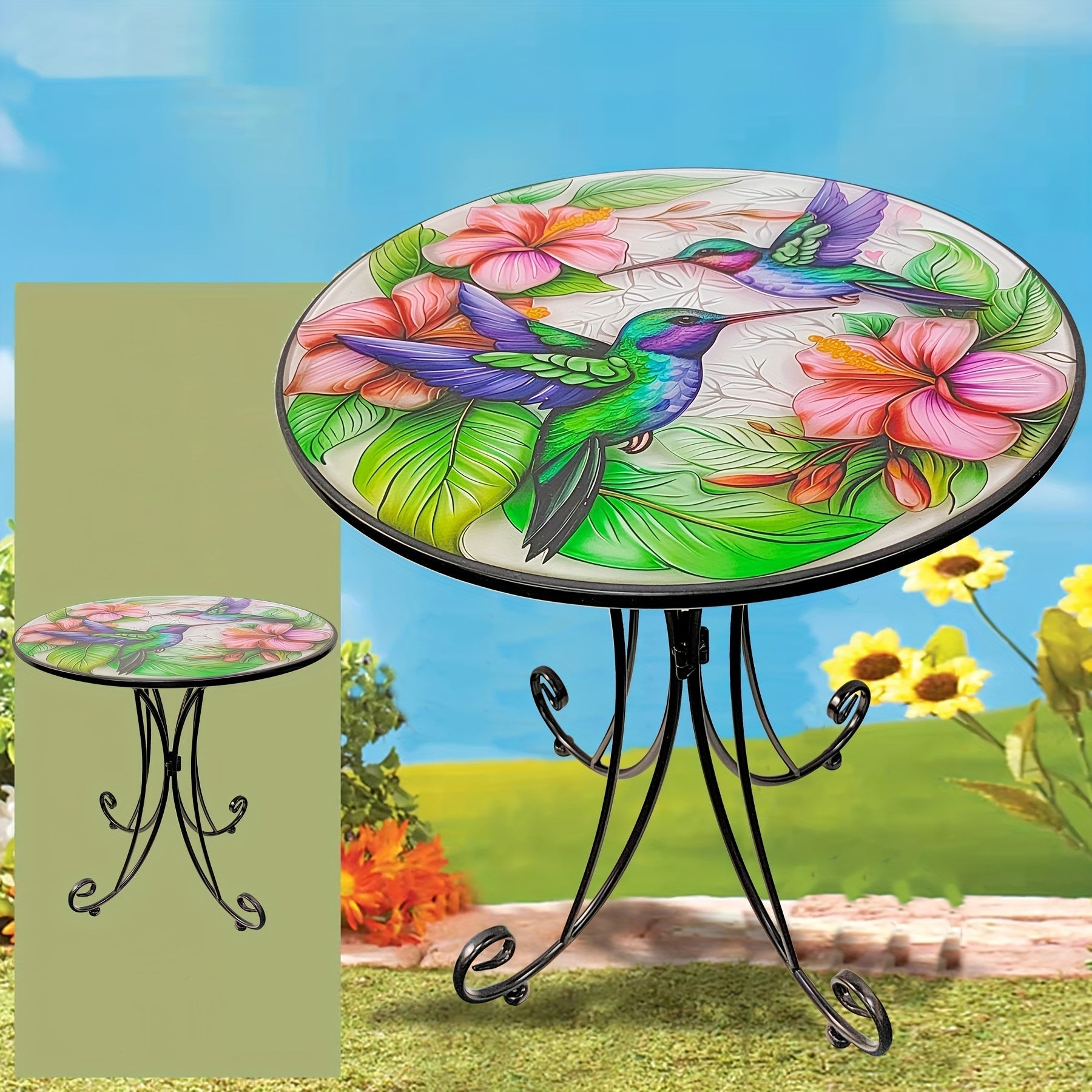 Round Metal Side Table Hummingbird Furniture > Outdoor > Outdoor Tables - Tophatter Daily Deals
