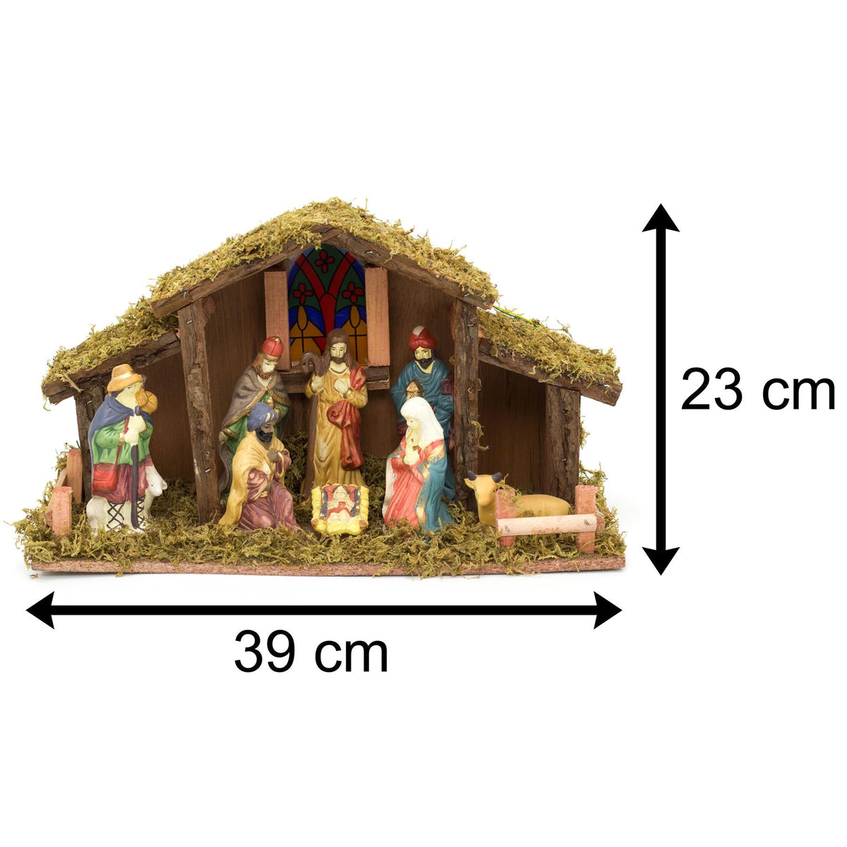 Light Up LED Freestanding Christmas Nativity Set Scene Crib Stable With Figures Nativity Set - Tophatter Daily Deals