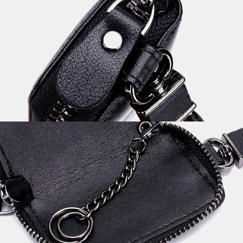 Men Genuine Leather Retro Mini Key Case Bag Large Capcity Fashion Car Key Keychain Wallet Men Bags - Tophatter Daily Deals