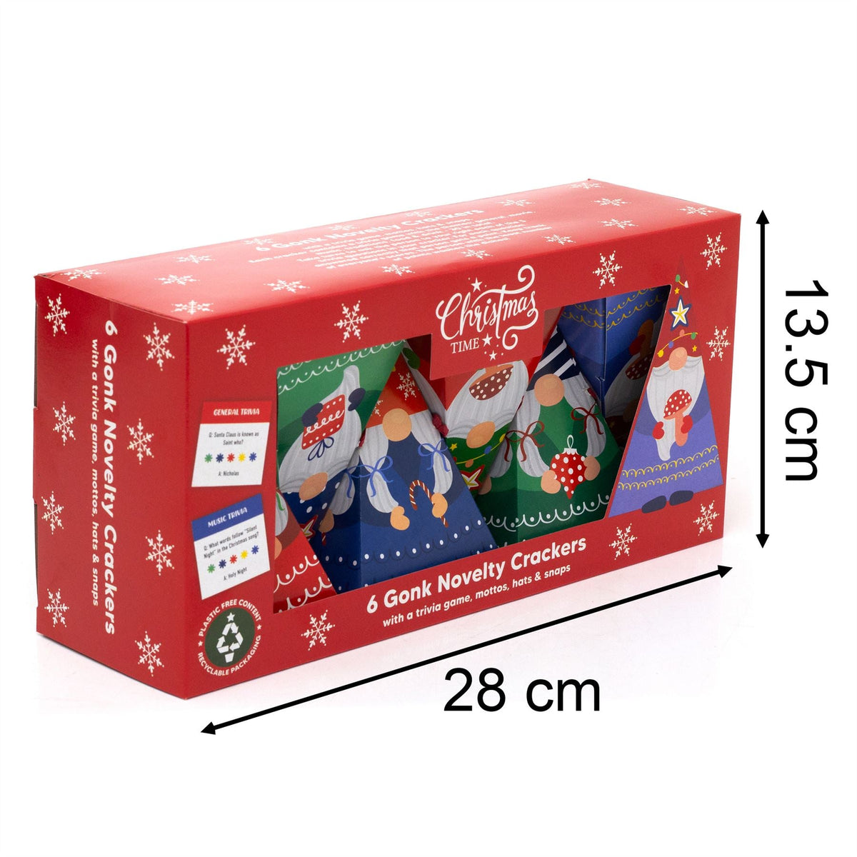 Gonk Pyramid Christmas Crackers | Set of 6 Novelty Family Crackers & Trivia Game Christmas Cracker - Tophatter Daily Deals