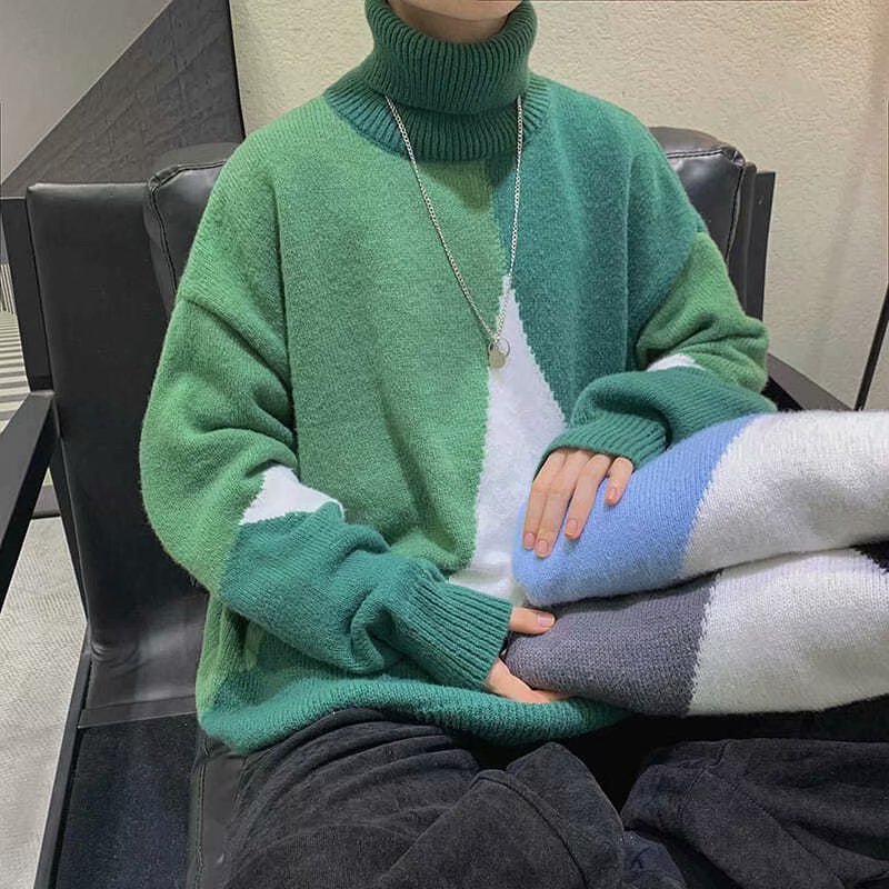 Warm Men Turtleneck Sweater - Oversized Polyester Knit 3D Changing Face Moving Picture Frame - Tophatter Daily Deals