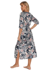 Printed Slit Night Dress with Pockets Sleep Dresses - Tophatter Daily Deals