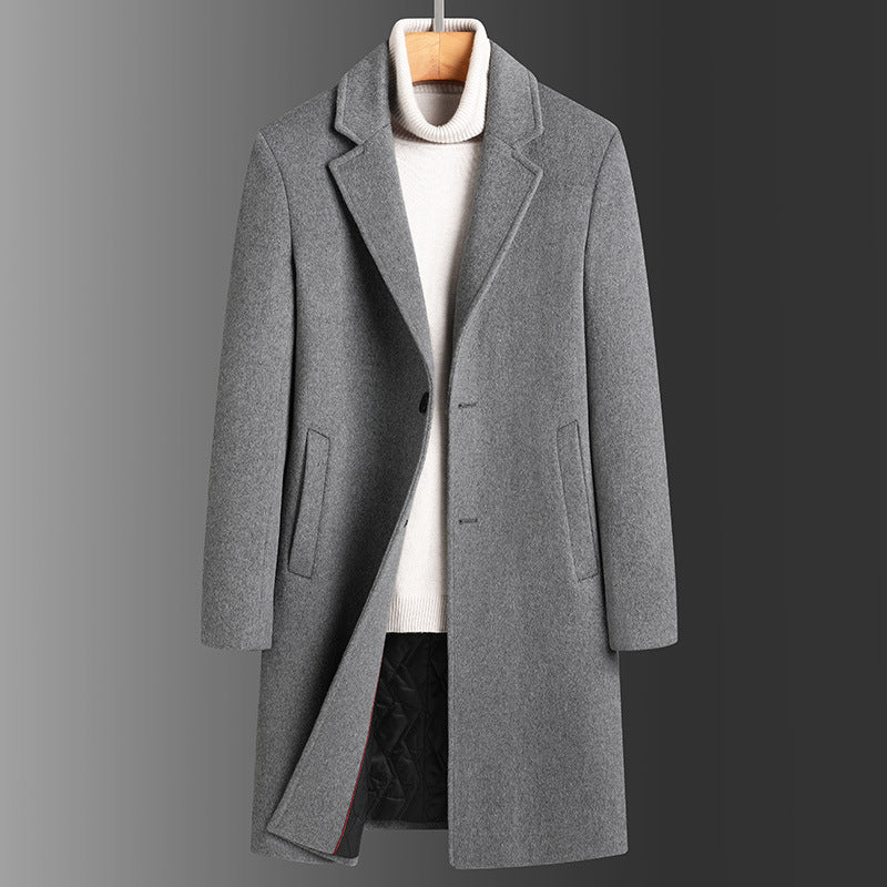 Warm Classic Men's Long Wool Coat - Slim, Wool, Winter Gray 3D Changing Face Moving Picture Frame - Tophatter Daily Deals