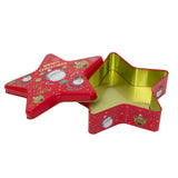 Red Star Christmas Tin Storage Boxes | Cookie Biscuit Tin Star Gift Box 19cm Tin - Tophatter Daily Deals