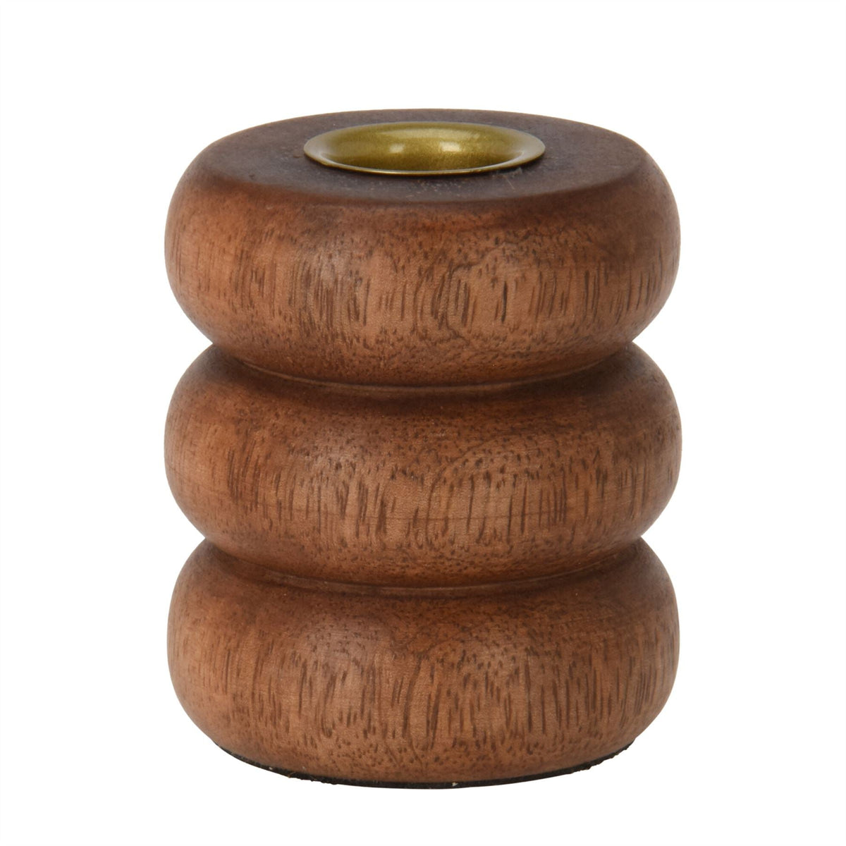 Walnut Ribbed Wooden Candlestick | Rustic Candle Holder for Taper Candles - 7cm Candlestick - Tophatter Daily Deals