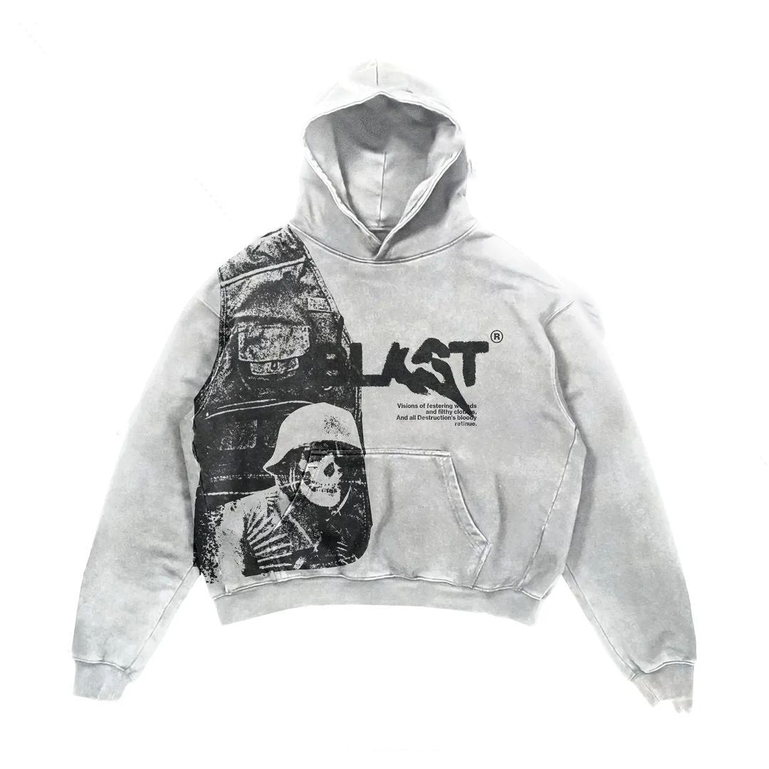 Oversized Cozy Mens Hoodie - Distressed Graphic, Polyester Grey 3D Changing Face Moving Picture Frame - Tophatter Daily Deals