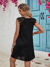 Lace Detail Tie Neck Mini Dress Casual Dresses - Tophatter Daily Deals