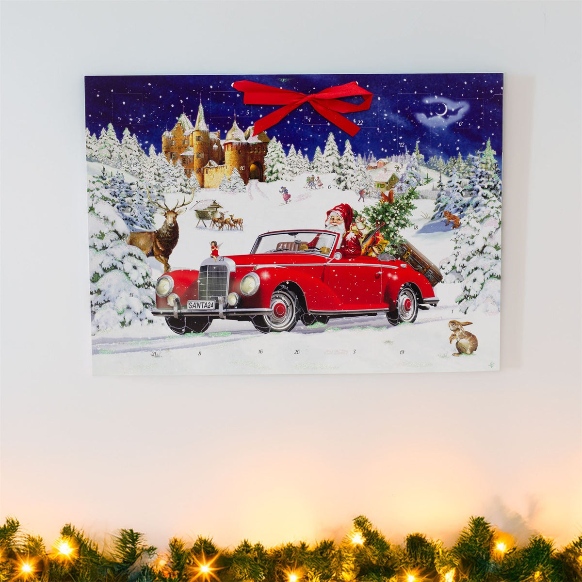 Santa Road Trip Advent Calendar | Father Christmas in Car with 24 Glittery Doors - 52x38cm Advent Calendar - Tophatter Daily Deals