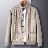 Warm Cozy Men's Cardigan - Single-Breasted Jacquard Knit M8513 Camel 3D Changing Face Moving Picture Frame - Tophatter Daily Deals