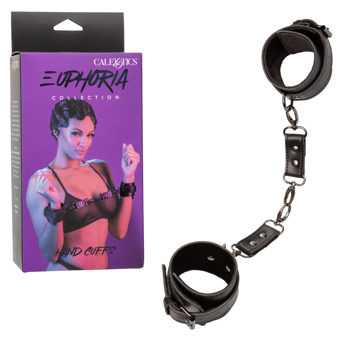 Euphoria Collection Black Adjustable Hand Cuffs with Velvet Interior and Vegan Leather Exterior > Bondage Gear > Restraints - Tophatter Daily Deals