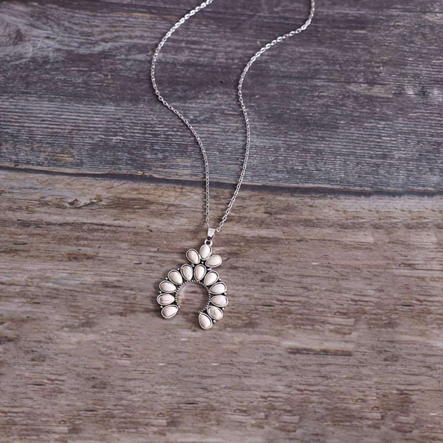 Artificial White Turquoise Alloy Geometric Necklace Necklaces - Tophatter Daily Deals