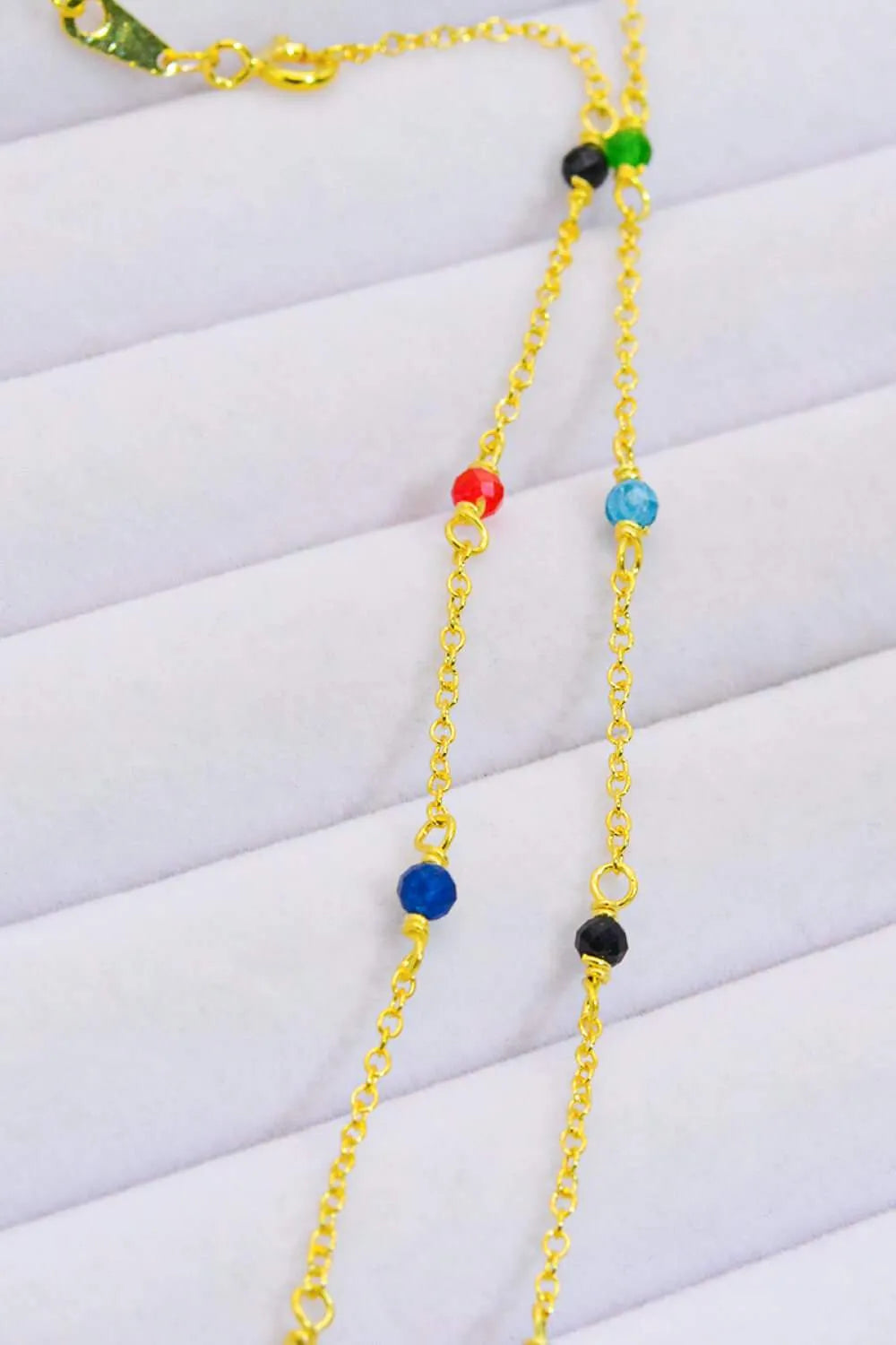 18K Gold-Plated Multicolored Bead Necklace Necklaces - Tophatter Daily Deals
