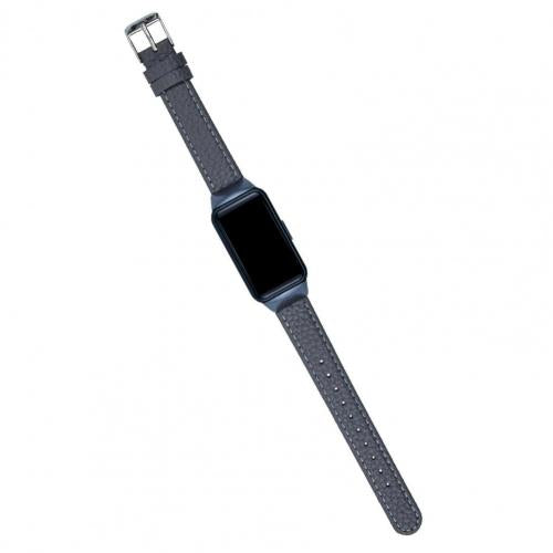 Bracelet Leather Strap With Lychee Pattern Dark Grey 0 - Tophatter Daily Deals