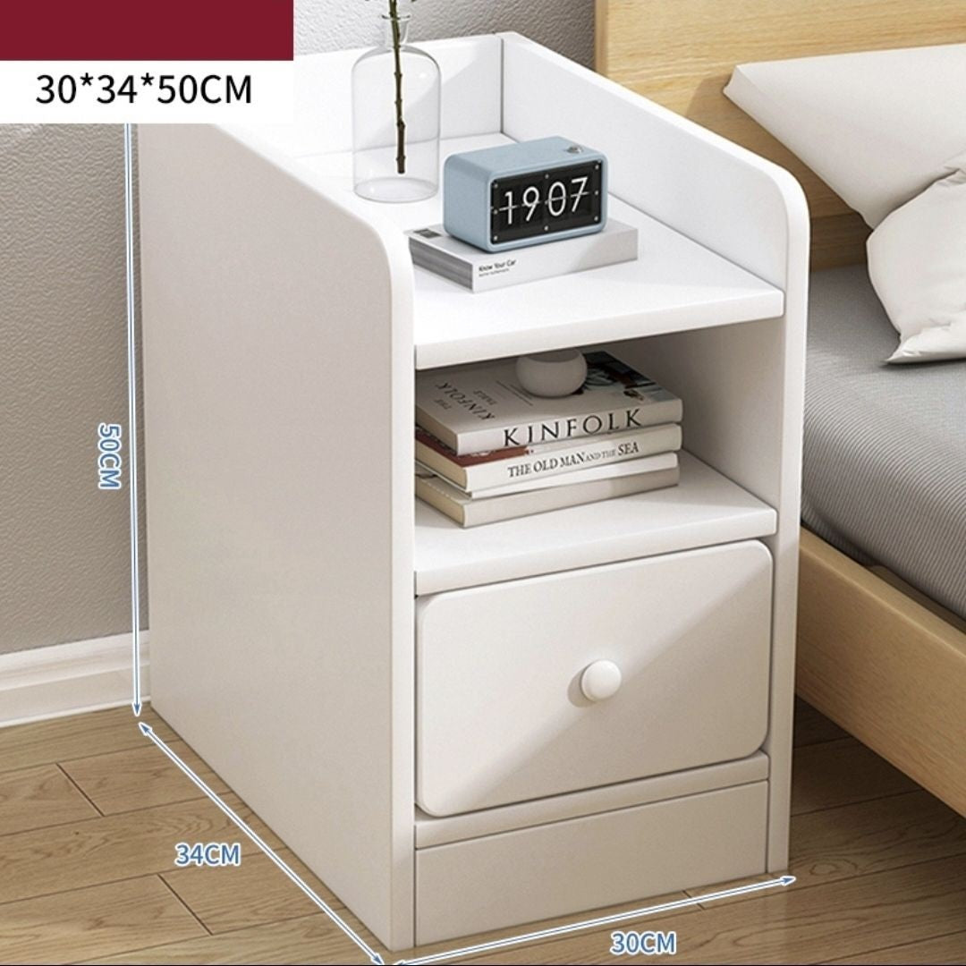 Bedside Table Simple Modern Home Bedroom Crevice Shelf Bedsi Rounded white Fillet 1layer 30x34x50 0 - Tophatter Daily Deals