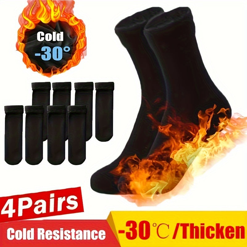 4-Pairs: Ultra-Soft Plush Lined Thermal Socks - Comfy Mid Tube Socks - Black Women's Socks & Hosiery - Tophatter Daily Deals