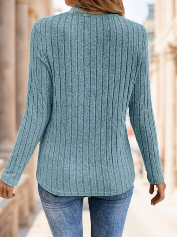 Soft Flattering Women’s V Neck Top - Ribbed Velvet, Casual 3D Changing Face Moving Picture Frame - Tophatter Daily Deals