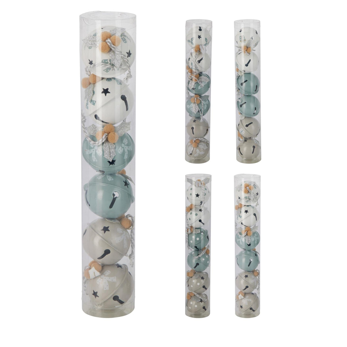 Set of 6 Baubles Pastel Jingle Bells | Christmas Tree Hanging Ornaments - 4cm Baubles - Tophatter Daily Deals