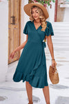 Surplice Neck Flutter Sleeve Dress Casual Dresses - Tophatter Daily Deals