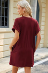 Round Neck Rolled Short Sleeve Tee Dress Casual Dresses - Tophatter Daily Deals