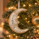 Gisela Graham Gold Moon Christmas Decoration, 13cm Hanging Ornament Tree Decoration - Tophatter Daily Deals