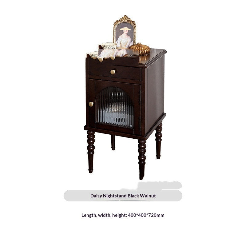 American-style Solid Wood Luxury Bedside Table Bedroom Furniture Storage Bedside Table Walnut Color 0 - Tophatter Daily Deals