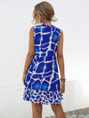 Printed Notched Sleeveless Tiered Dress Casual Dresses - Tophatter Daily Deals