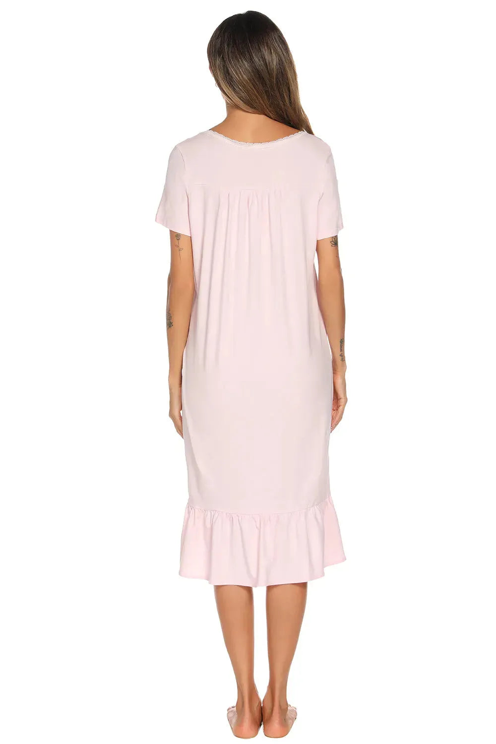 Lace Detail Square Neck Lounge Dress Sleep Dresses - Tophatter Daily Deals