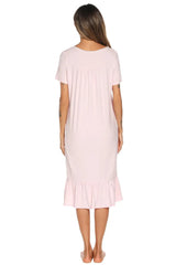 Lace Detail Square Neck Lounge Dress Sleep Dresses - Tophatter Daily Deals