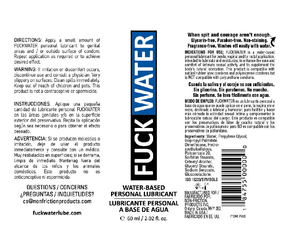Fuck Water Water-Based Lubricant – Long-Lasting 2 Fl Oz Lubricant > Lube > Water Based - Tophatter Daily Deals