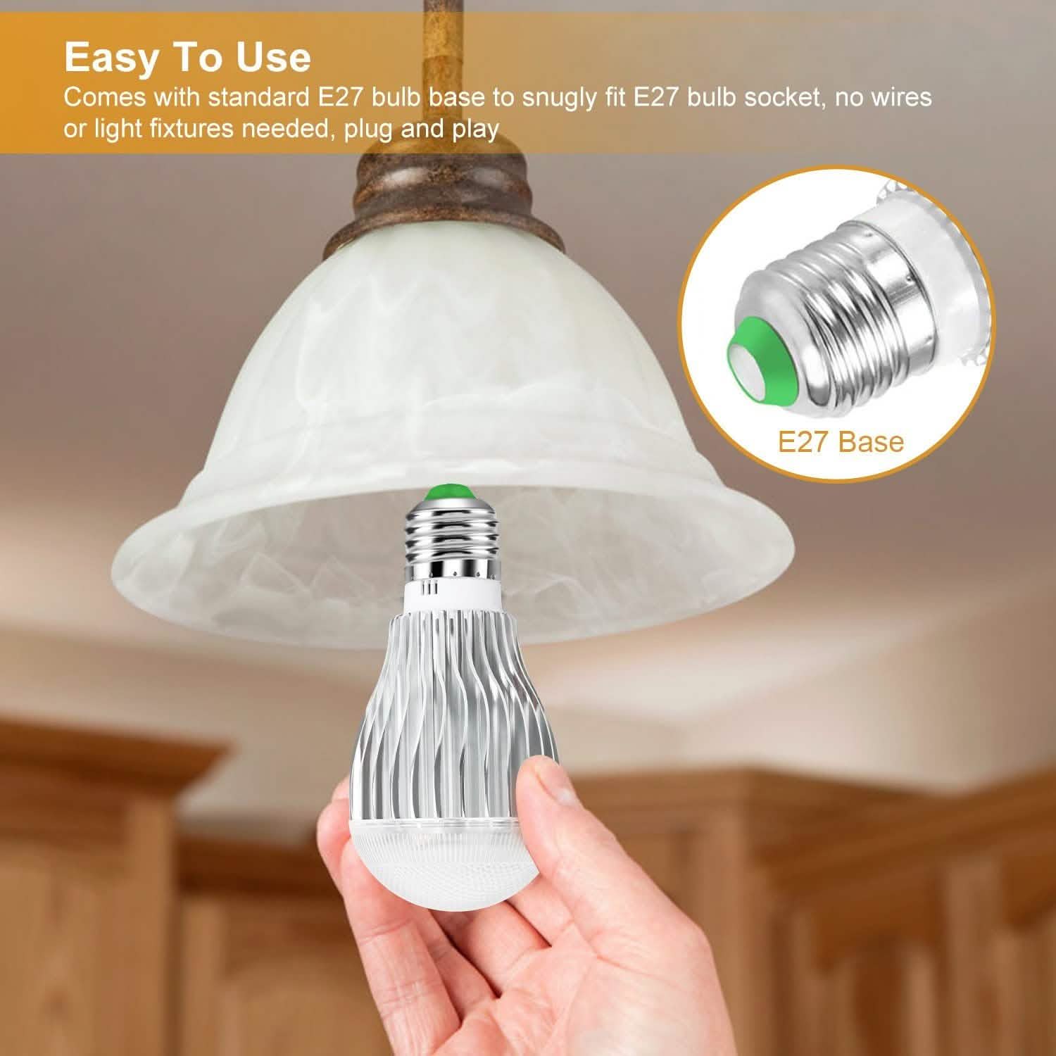 9W LED Light Bulb E27 RGB Lamp Indoor Lighting - Tophatter Daily Deals