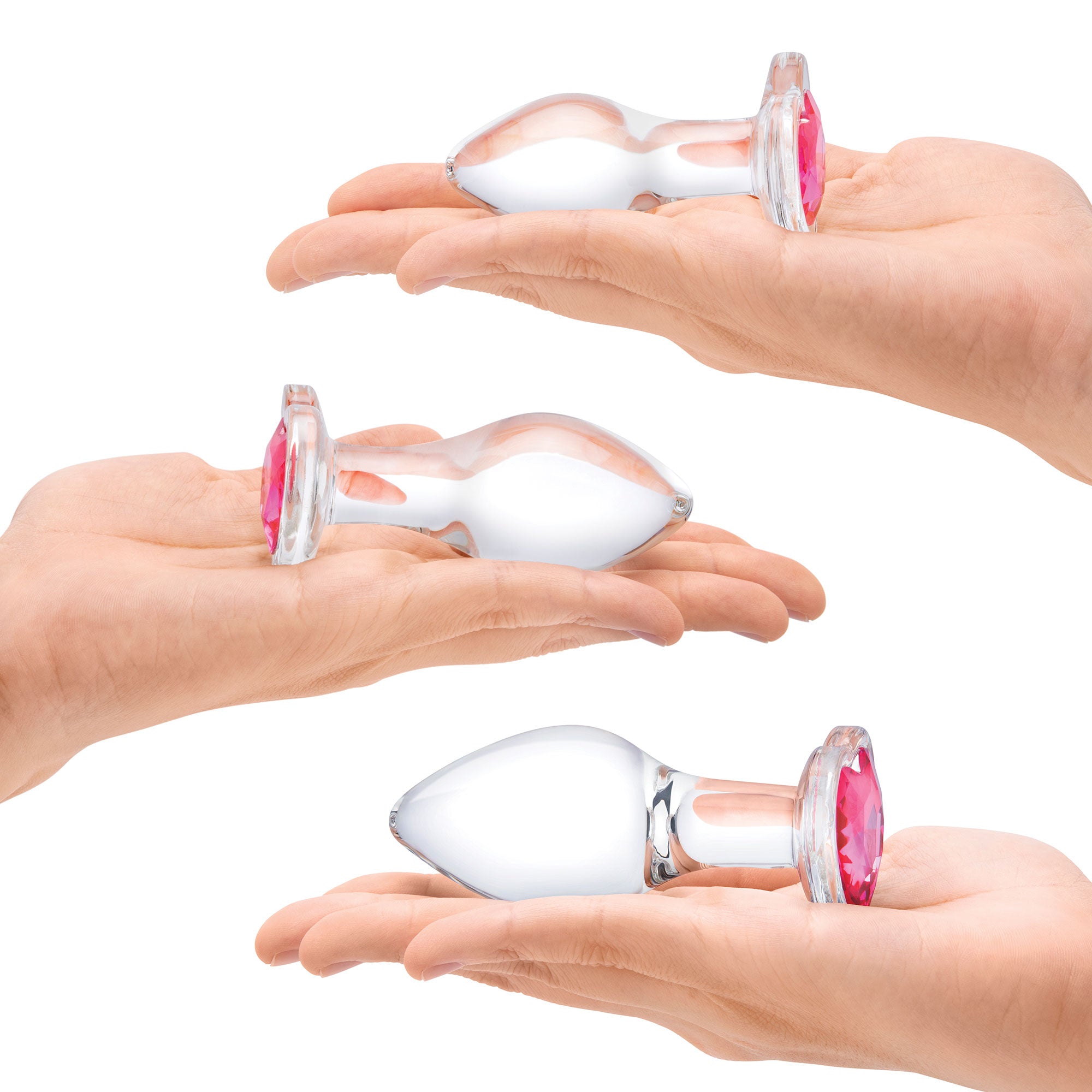 Glas 3 Inch 3.5 Inch 4 Inch 3PC Heart Jewel Clear Glass Anal Training Kit > Glass > Toys - Tophatter Daily Deals