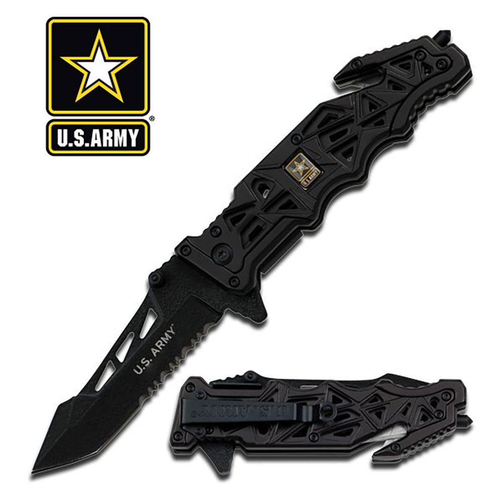 U.S. Army Knife Licensed "Liberator" Snow Camo Tactical Spring Assisted Knife-Assist - Tophatter Daily Deals