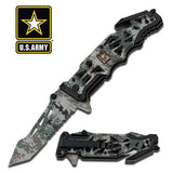 U.S. Army Knife Licensed "Liberator" Snow Camo Tactical Spring Assisted Knife-Assist - Tophatter Daily Deals