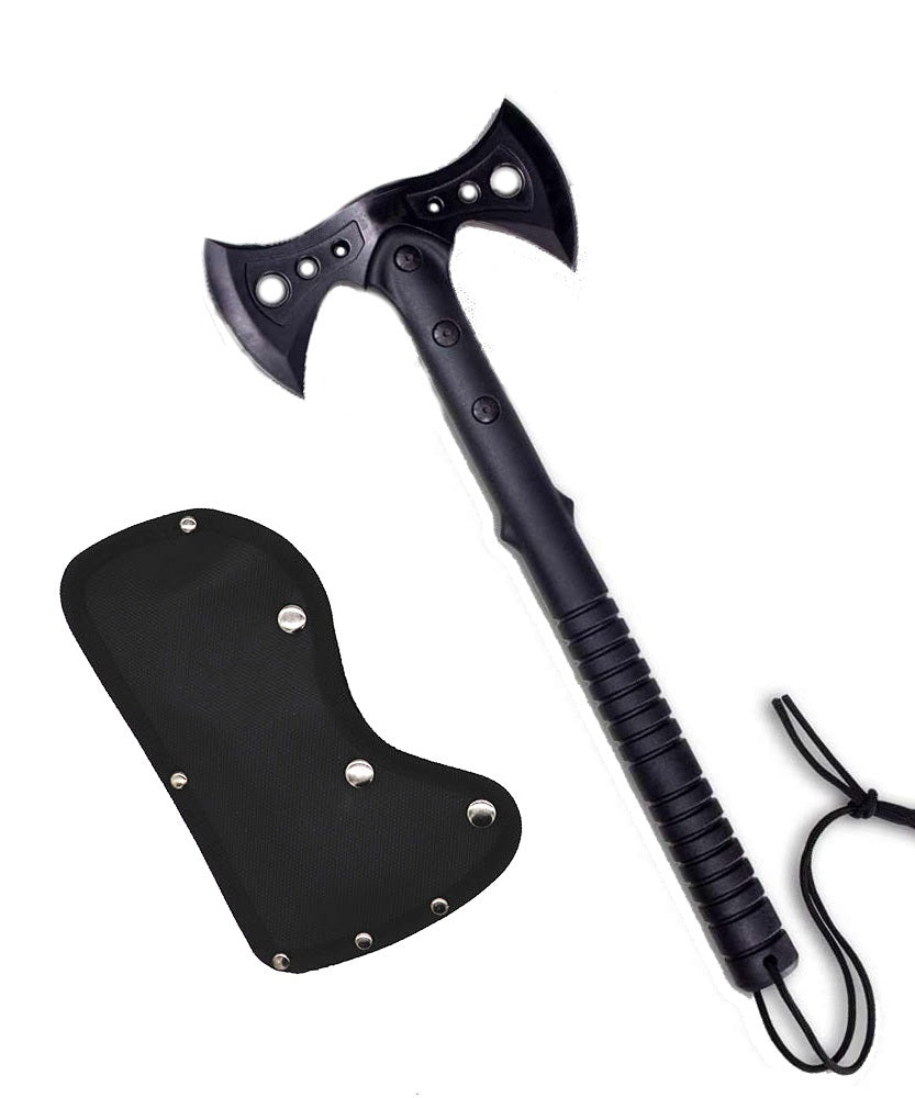 Black Tactical Axe Double Blade Head Tomahawk Hatchet Throwing Knife Blade - TOPHATTER'S ARMORY DEALS Collectible Weapons - Tophatter Daily Deals