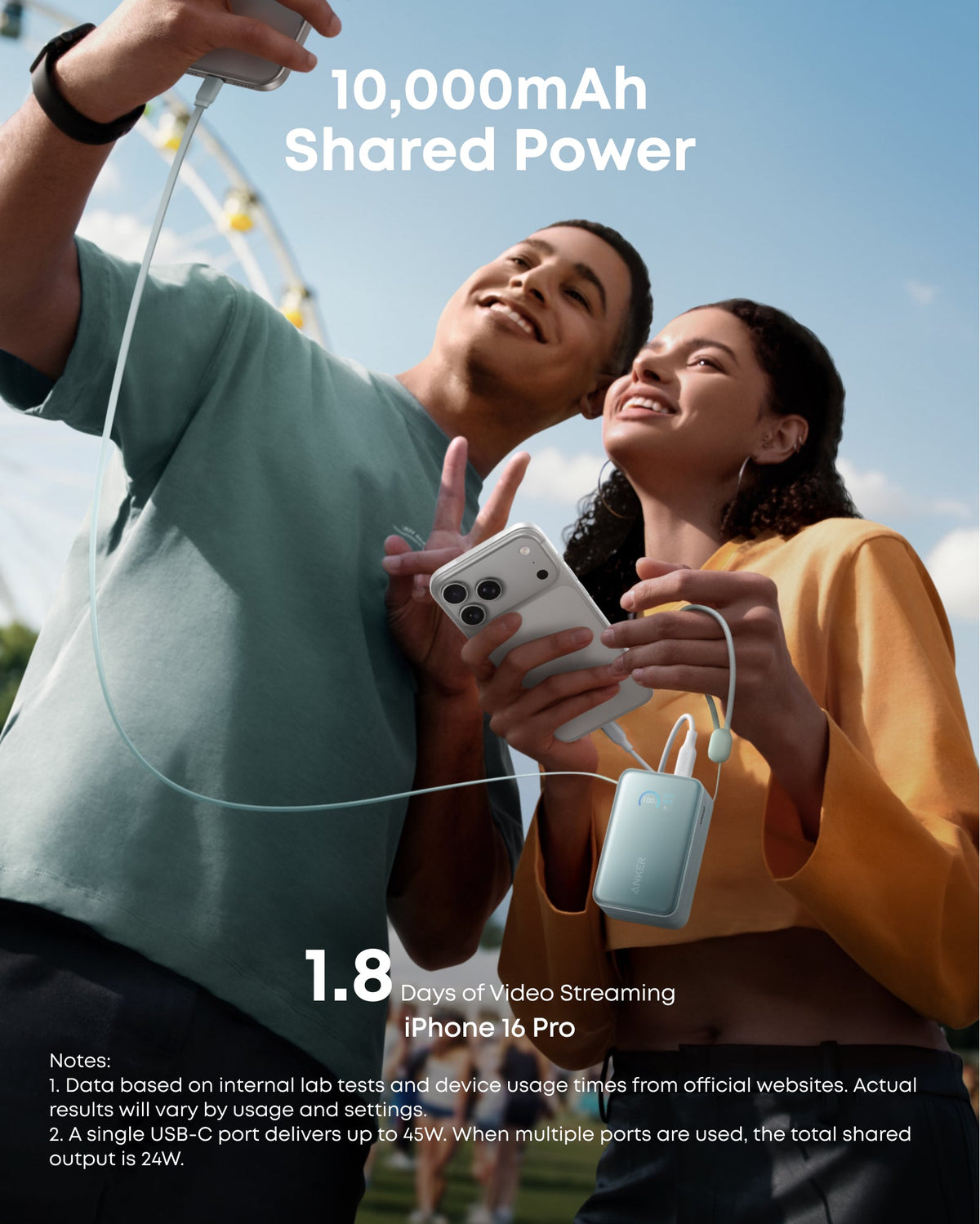 Anker Nano Power Bank (10K, 45W, Built-In Retractable USB-C Cable) Batteries & Power Accessories - Tophatter Daily Deals
