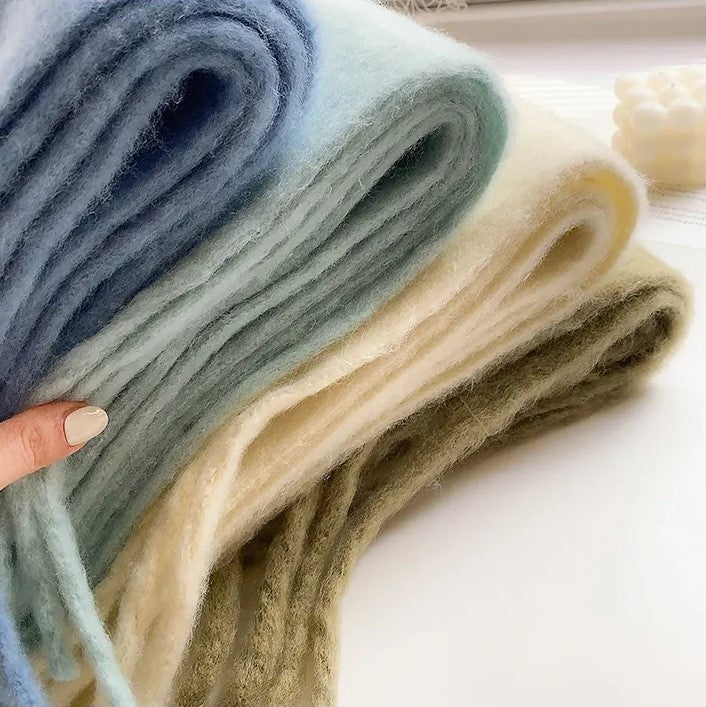 Oversized Women Scarf - Long Fringed Fluffy Wool Winter - Tophatter Daily Deals