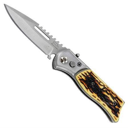 Faux Stag Horn Automatic Knife Small w/ Safety Lock Knife-Auto - Tophatter Daily Deals