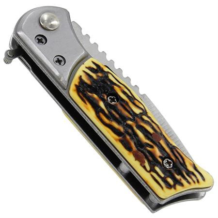 Faux Stag Horn Automatic Knife Small w/ Safety Lock Knife-Auto - Tophatter Daily Deals