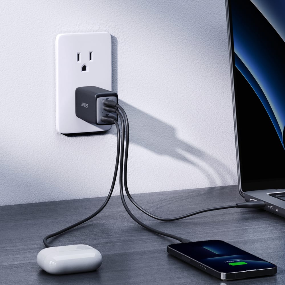 Anker PowerPort 3 3 Port Wall Charger 65W - Black Electronics - Tophatter Daily Deals