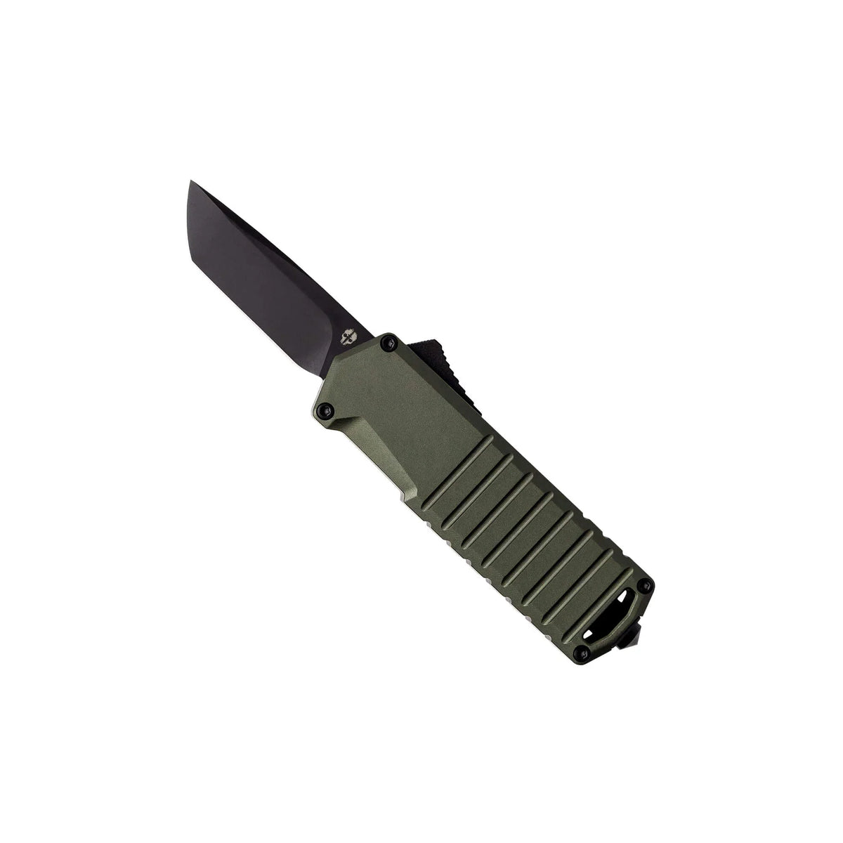 Tekto Knives A2 Badger - Automatic - OD Green Aluminum - Black D2 Steel Blade Automatic Knives - Tophatter Daily Deals