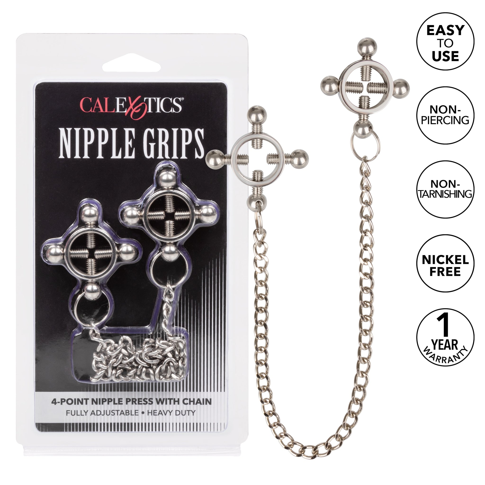 Nipple Grips 4 Point Nipple Press With Chain – Adjustable Nipple Clamp > Sex Toys > Nipple Clamps - Tophatter Daily Deals