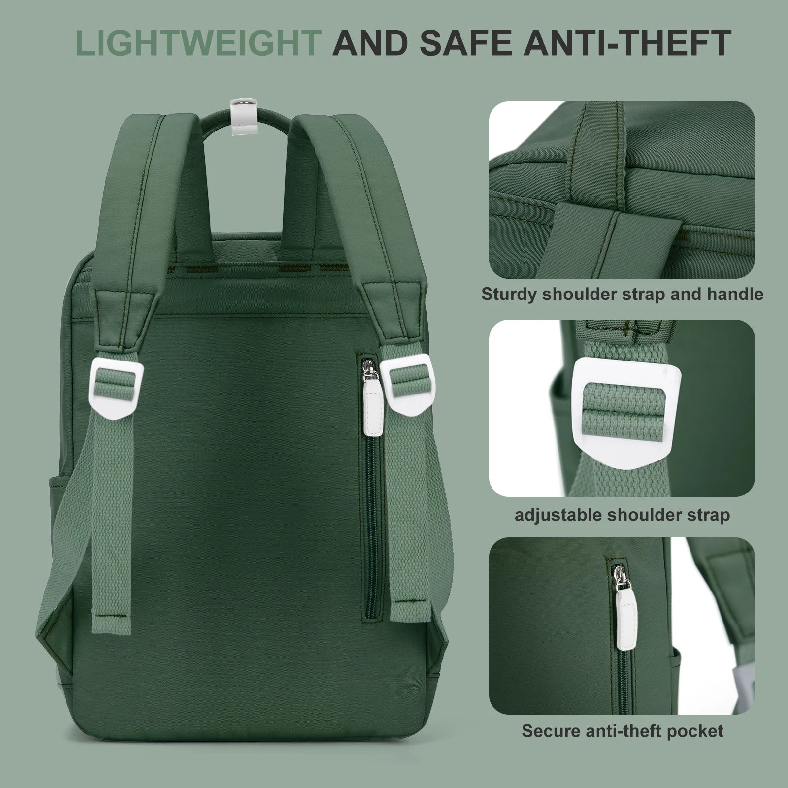 School Nylon Backpack for Teens and Women (Olive) Luggage & Bags > Backpacks - Tophatter Daily Deals