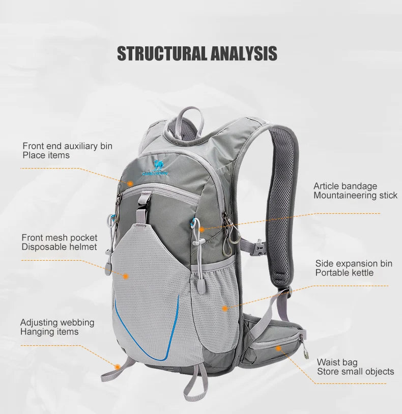 12L Waterproof Mountaineering Backpack Grey Backpacks - Tophatter Daily Deals