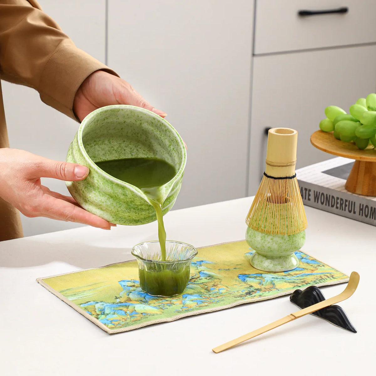 Matcha Set Ceramic Bowl With Bamboo Whisk Traditional - Tophatter Daily Deals