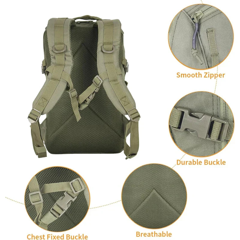Waterproof Tactical Backpack Molle Rucksack Green Backpacks - Tophatter Daily Deals