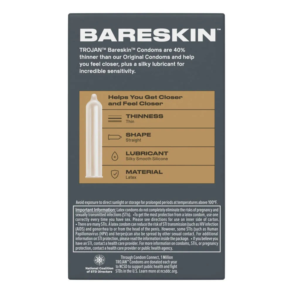 Trojan Sensitivity Bareskin Lubricated Condoms – Thin Latex Condoms 10 Pack > Essentials > Condoms - Tophatter Daily Deals